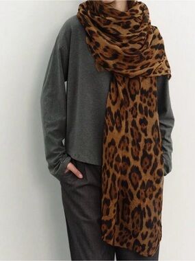 Leopard Print Brown Women's Wrap Scarf